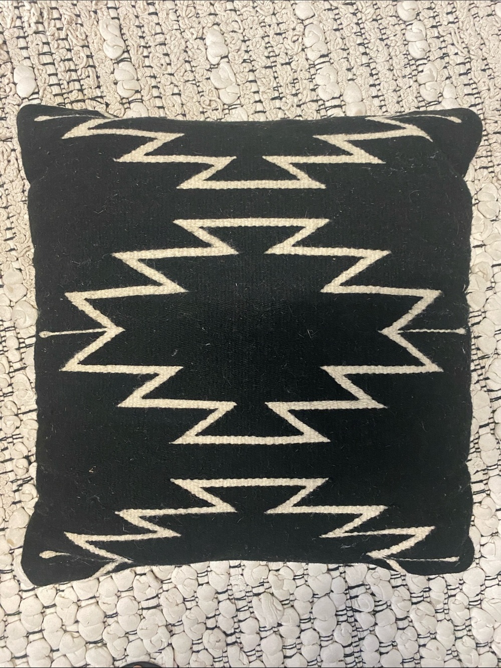 The Citizenry Black and Cream Zigzag Accent Pillow